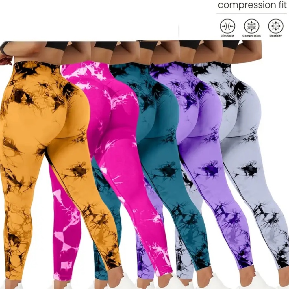 Callie Lives Miz SM Tie Dye Booty Lift Activewear GYM Squatting Brown Leggings - Picture 3 of 11